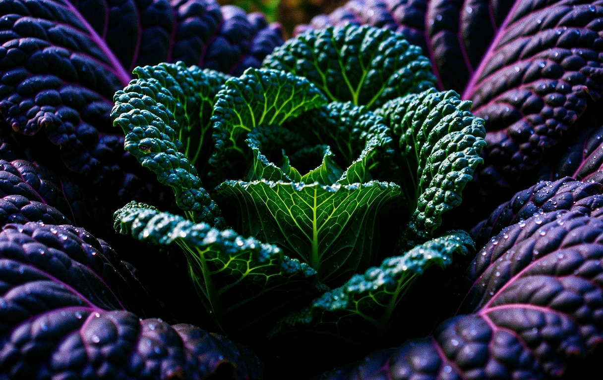 Dettaglio texture vegetale kale